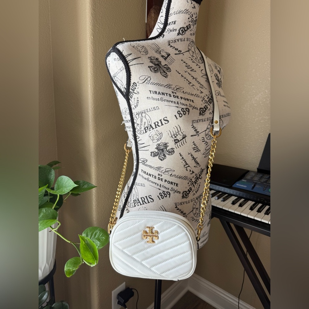Tory Burch White Quilted Crossbody Bag